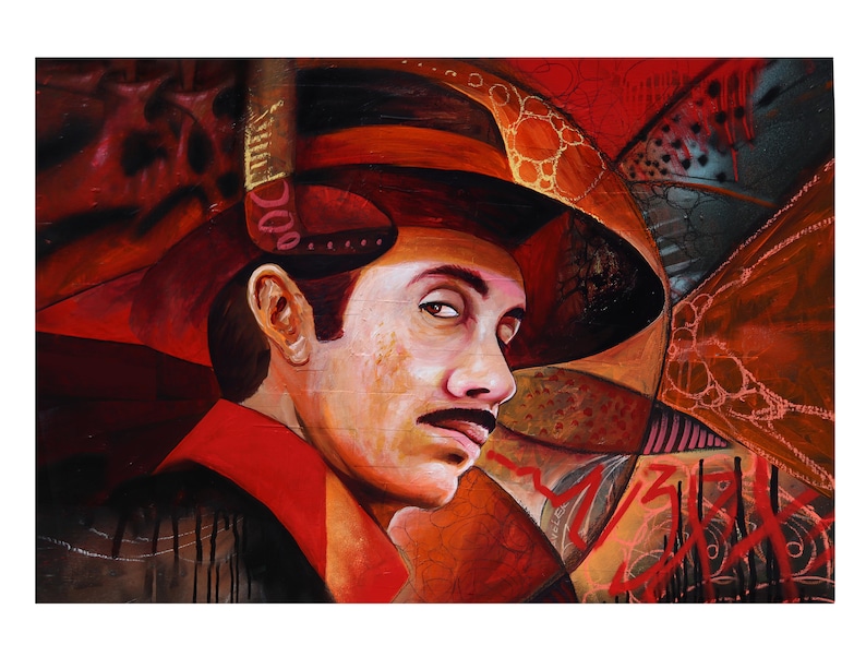 Chicano Mexican Art Print Abstract Portrait Pachuco Home Office Decor Zoot Suit Culture Poster East LA Vatos Locos image 2