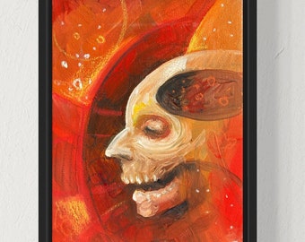 Contemporary Fine Art Original Oil Painting On Canvas Abstract Portrait Modern Art Skull and Decay Artwork Abstract Modern Painting