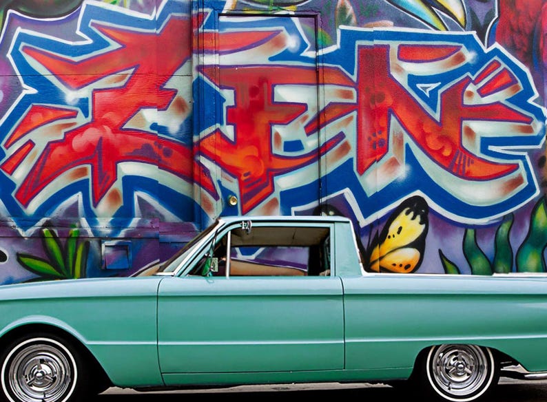 Zen Low Rider Jungle Zen Graffiti Chicano Mural With Lowrider Car Large High-quality ...