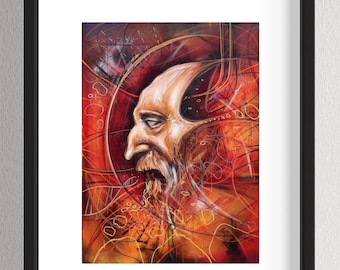 Modern Fine Art Print in Warm Colors Abstract Portrait Humanity Contemporary Art Print Giclee High Art Artist J.D. Estrada aka John Zender