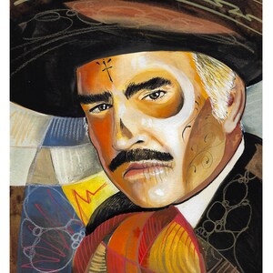 Vicente Fernandez (Forever Chente) Abstract Portrait Modern Mexican Rancheras Art Print Giclee by Artist J.D. Estrada aka John Zender