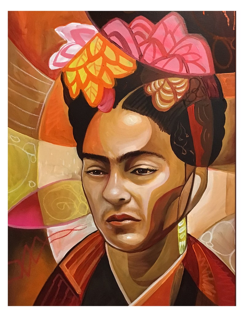 Frida Kahlo Home Decor Contemporary Art Print Portrait Mexican Home Decor Modern Art Print Giclee by Artist J.D. Estrada aka John Zender image 2