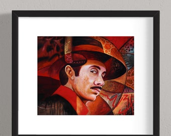 Chicano Mexican Art Print Abstract Portrait Pachuco Home Office Decor Zoot Suit Culture Poster East LA Vatos Locos