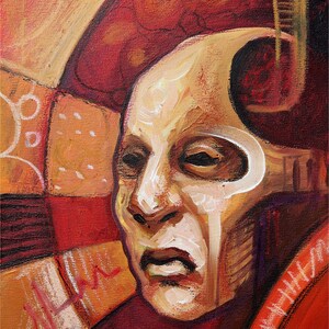 Contemporary Fine Art Original Oil Painting On Canvas Abstract Portrait Modern Art Spiritual Abstract Time Stagnant Painting Wall Art image 2