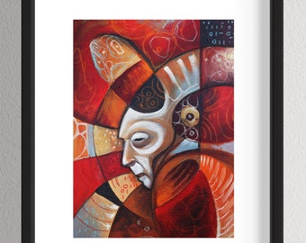 Contemporary Fine Art Print in Warm Colors Abstract Portrait Humanity Modern Art Print Giclee High Art Artist J.D. Estrada aka John Zender