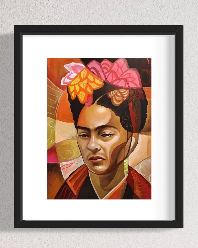 Frida Kahlo Home Decor Contemporary Art Print Portrait Mexican Home Decor Modern Art Print Giclee by Artist J.D. Estrada aka John Zender image 1