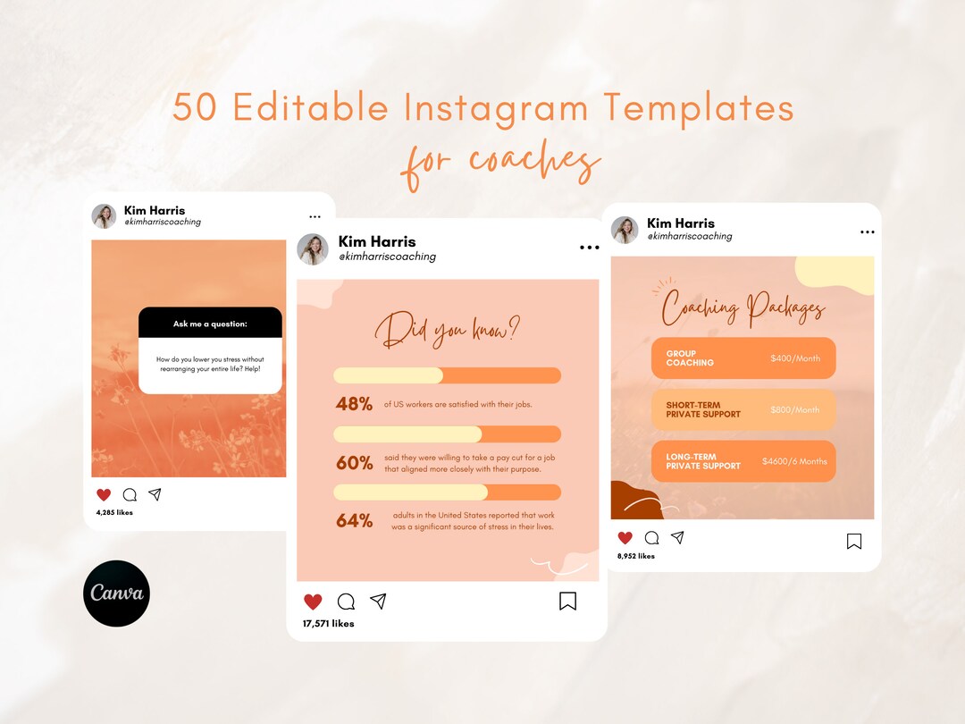 Coaching Instagram Template for Canva Editable Templates Instagram Post ...