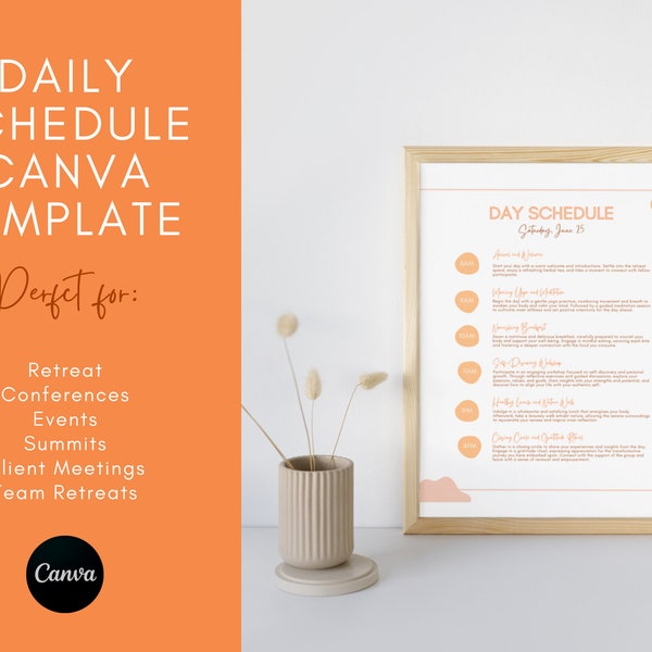 Schedule Template Editable Canva, Retreat Template, Daily Schedule for Events, Template for Coaching Retreat, Women's Retreat Template