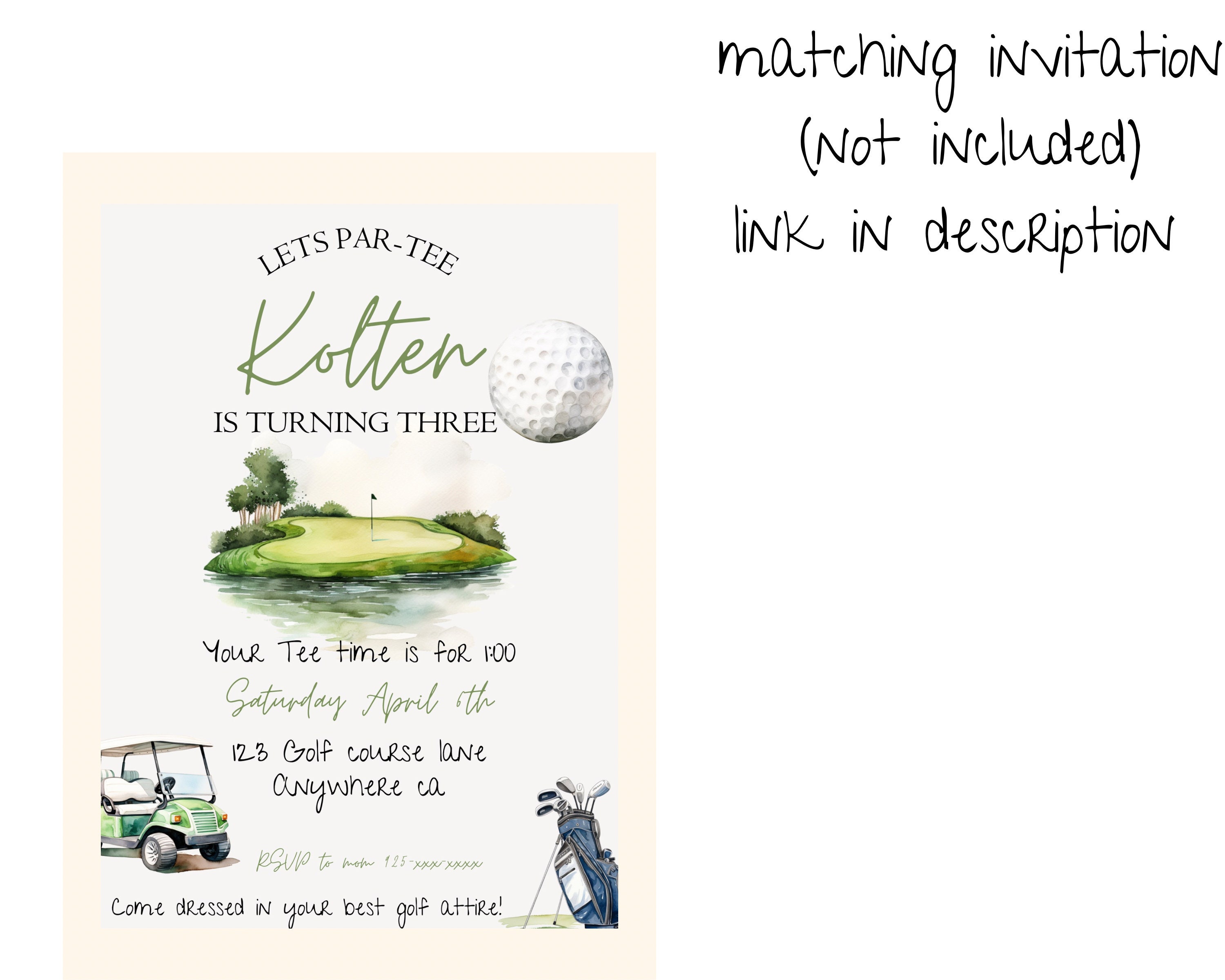 Golf Theme Editable Sticker Template 2x2 Inch - Etsy