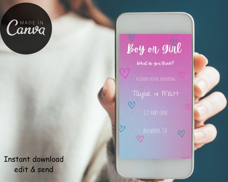 Animated Video Invitation Gender Reveal Editable Etsy UK