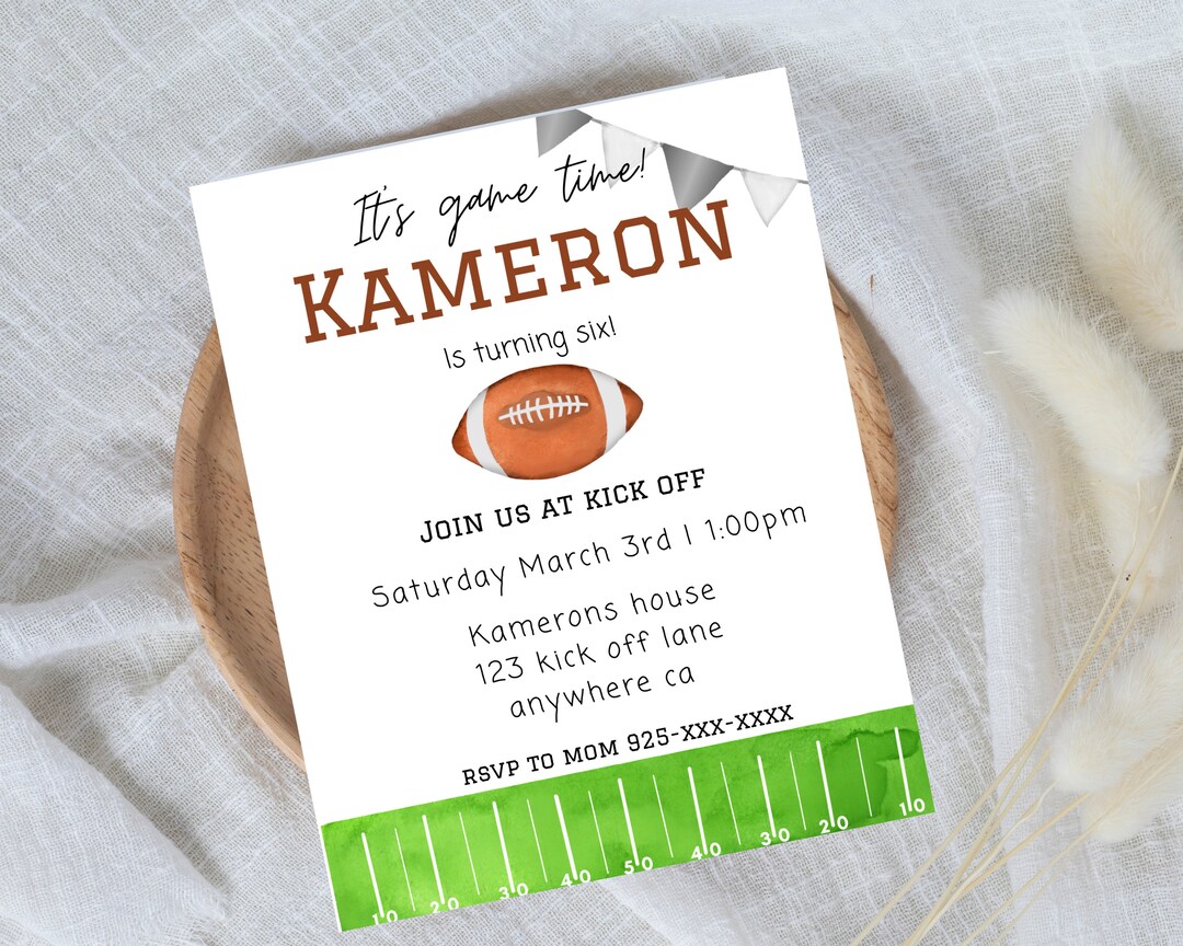 Football Theme Birthday Invitation Template | 5x7 Editable Printable - Etsy