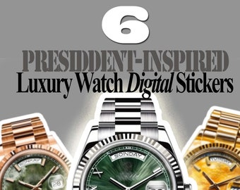6 calcomanías de reloj de lujo inspiradas en el presidente digital, para computadora portátil, tableta y todos sus dispositivos digitales, amantes de los relojes de lujo,
