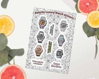 10 relojes de lujo con concepto semicortado y divertidos adhesivos en una sola hoja para amantes de los relojes y geeks