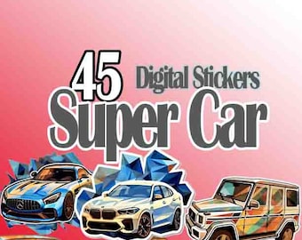 45 calcomanías digitales de súper autos de lujo para su mundo digital, para amantes y fanáticos de los autos alemanes