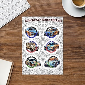 6 kiss-cut physical stickers for luxury timepiece and luxury cars lovers and enthusiasts