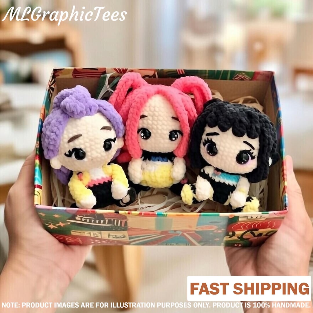 Huntrix Kpop Demon Hunter Girls: Rumi, Mira, and Zoey, Crochet Doll ...