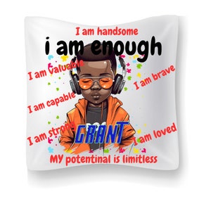 Pillow with Positive Affirmations for young men