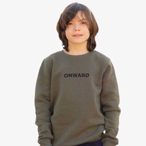 Onward Sweatshirt • 100% Organic Cotton T-shirt for Boys and Girls with a Glow in the Dark Patch • Minimalist • Fairtrade • Eco-Friendly