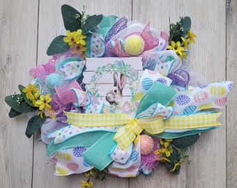 Wreath Easter Bunny Pastel Colors
