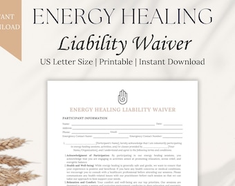 Printable Energy Healing Liability Waiver & Client Intake Form (Digital Download)