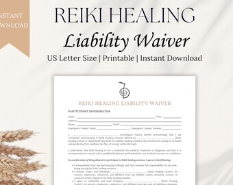 Printable Reiki Healing Liability Waiver & Consent Form (Digital Download)