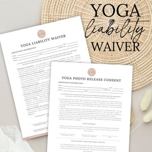 Customizable Yoga Liability Waiver and Photo Release Consent Form, Yoga Teacher Liability Form, Yoga Studio Consent Form, Yoga Retreat Form