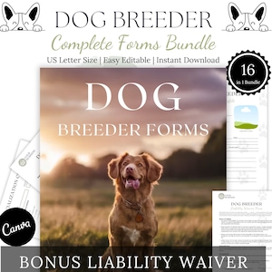Dog Breeding Forms, Breeding Puppy Pack, Puppy Contract, Whelping Chart, Liability Waiver, Puppy Feeding, Weight Tracker, Breeders Pack Book