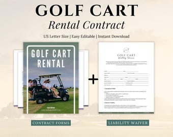 Golf Cart Rental Contract Template: Customizable Liability Waiver (Digital Download)