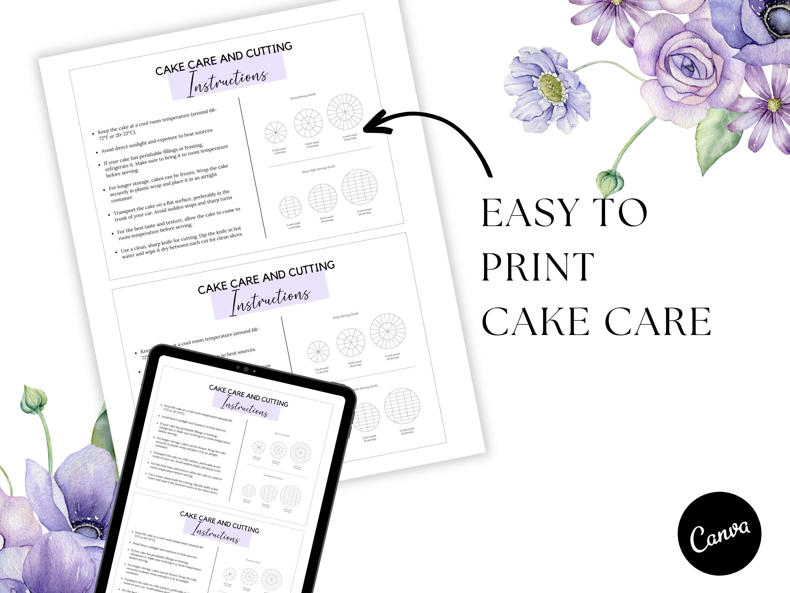 Customizable Cake Order Form, Cake Contract Template, Cake Care ...