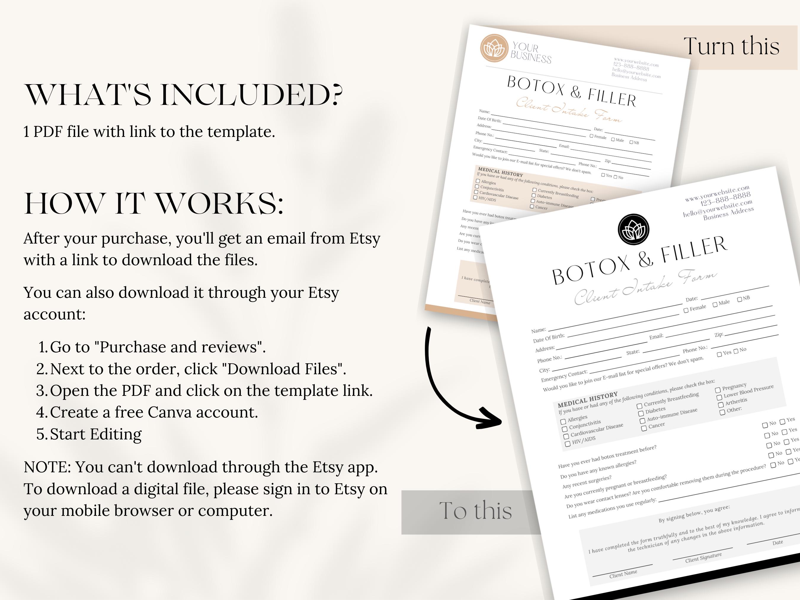 Editable Botox and Filler Forms: Client Intake, Consent, Aftercare ...