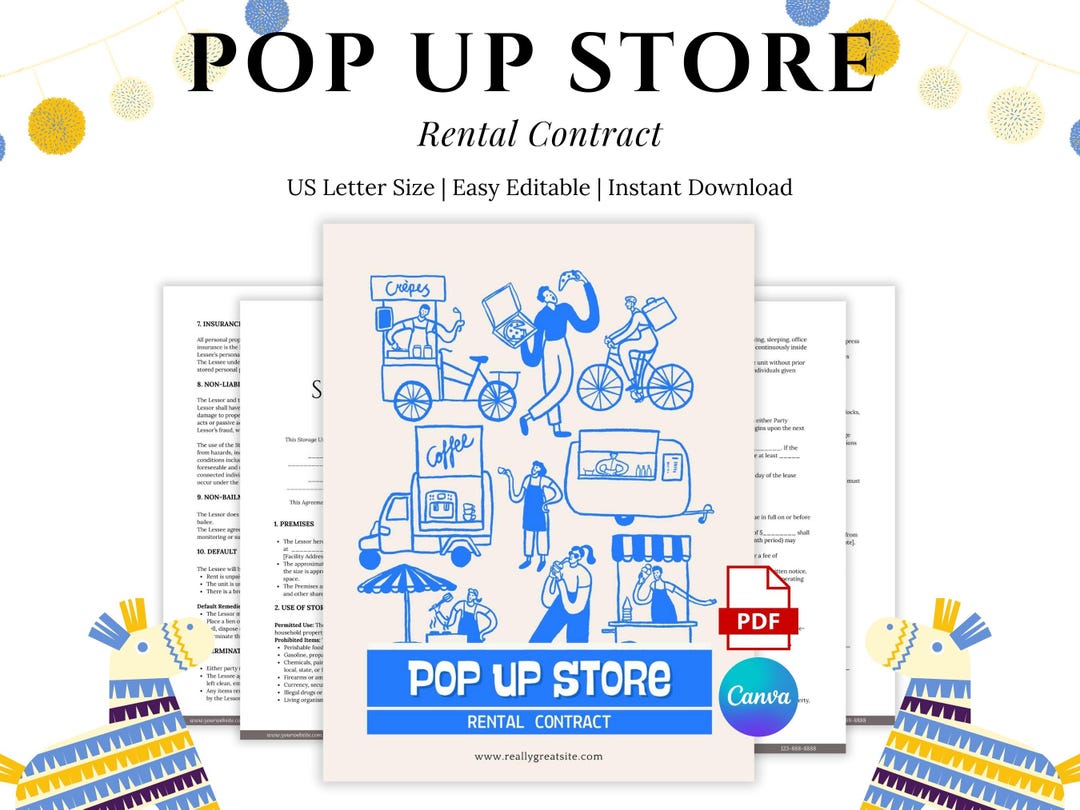 Up Store Rent Pop up Store Rental Contract Template, Vendor Agreement (edit in Canva ...