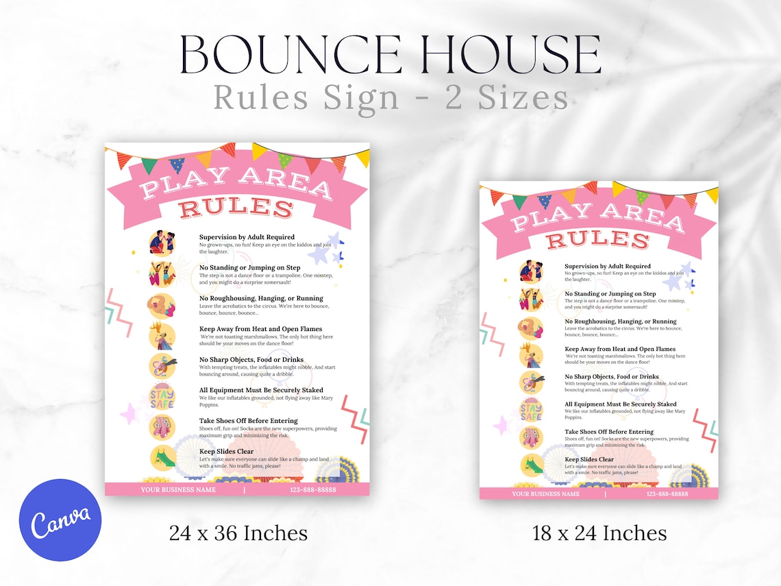 Outdoor Bounce House Rules Sign Printable Kids Play Rules Etsy