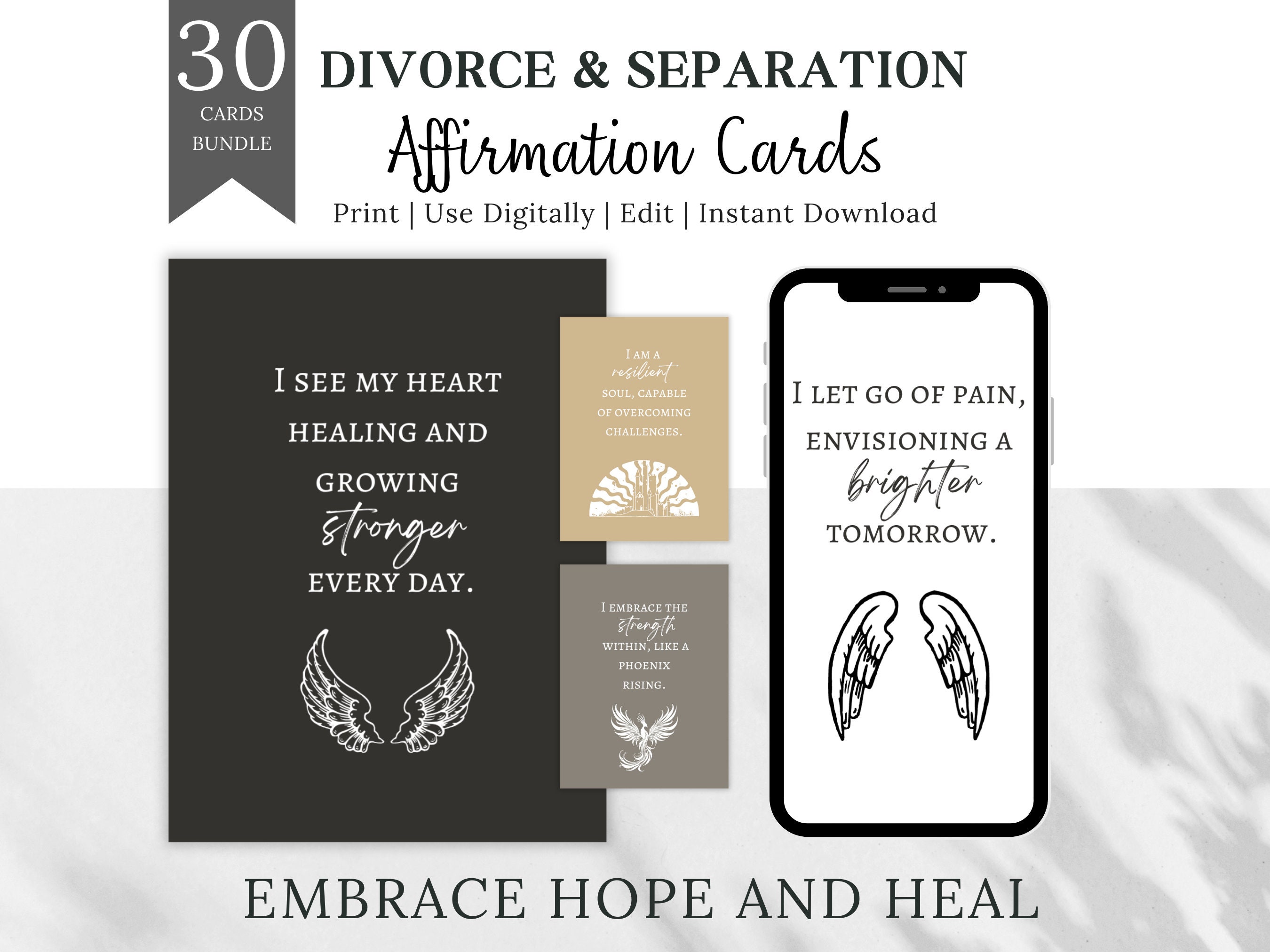 Marriage gifts for couple-printable affirmation or positive thoughts  cards-sayings or quotes with marriage illustration art-digital download