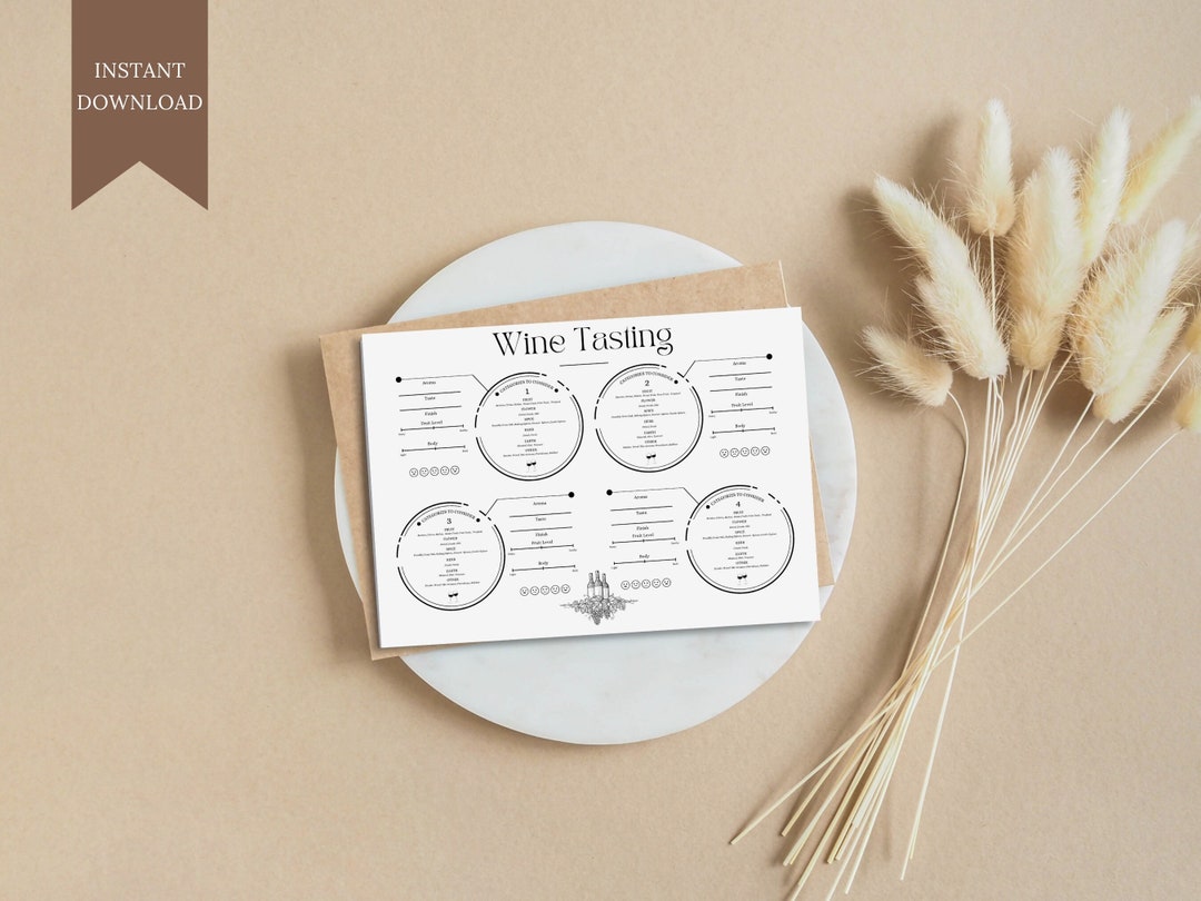Wine Tasting Placemat: Score Sheet & Coaster (PDF Download) - Etsy