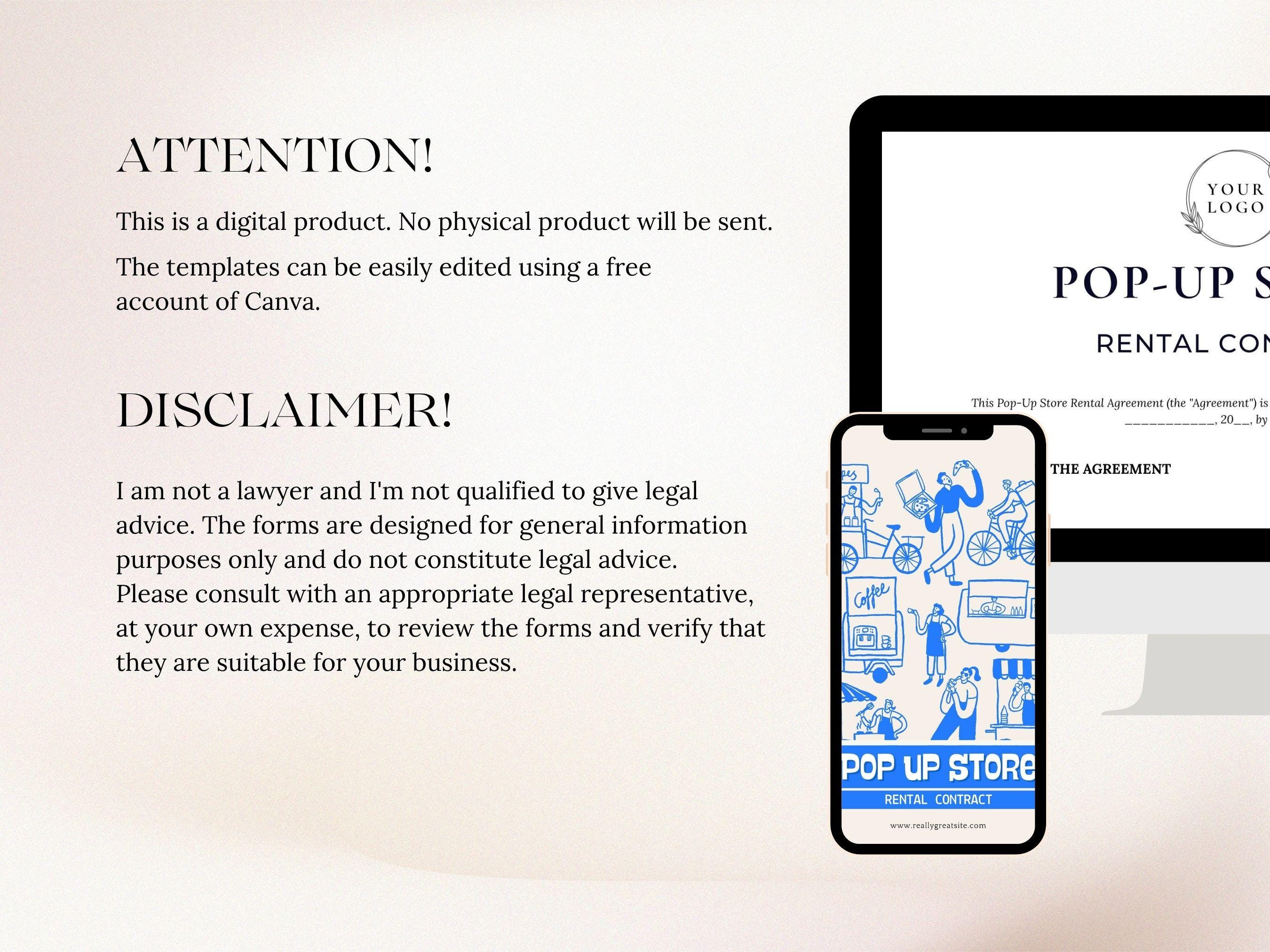 Up Store Rent Pop up Store Rental Contract Template, Vendor Agreement (edit in Canva ...