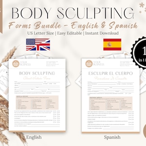 Formas para esculpir el cuerpo, English and Spanish Body Sculpting Form Bundle, Body Fat Removal and Reduction, Client Consent Forms