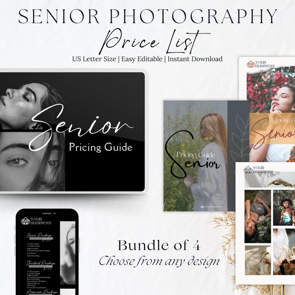 Senior photography price list Bundle, Photography Pricing Guide, Graduation ceremony photography, School photography, Photographer forms