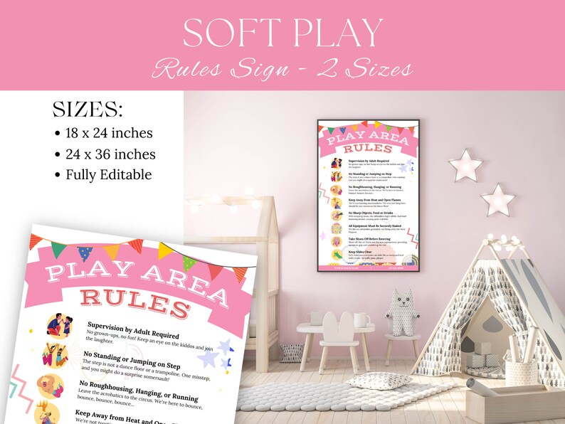 Soft Play Rules Sign Indoor Playground House Rules Sign Childrens Party