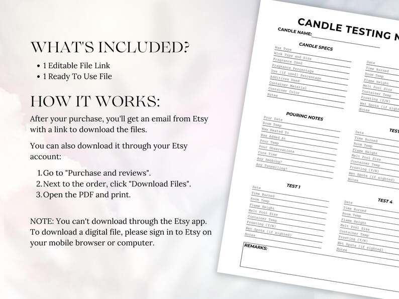 Candle Testing Notes Sheet Template: Customizable Canva (digital ...