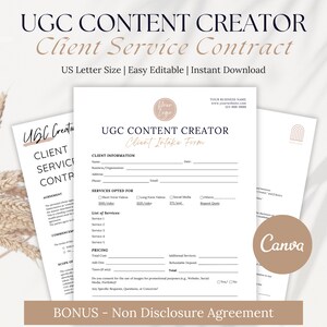 Premium UGC Creator Contract Template, UGC Template, UGC Agreement, User Generated Content, Influencer Contract Template, Canva Template