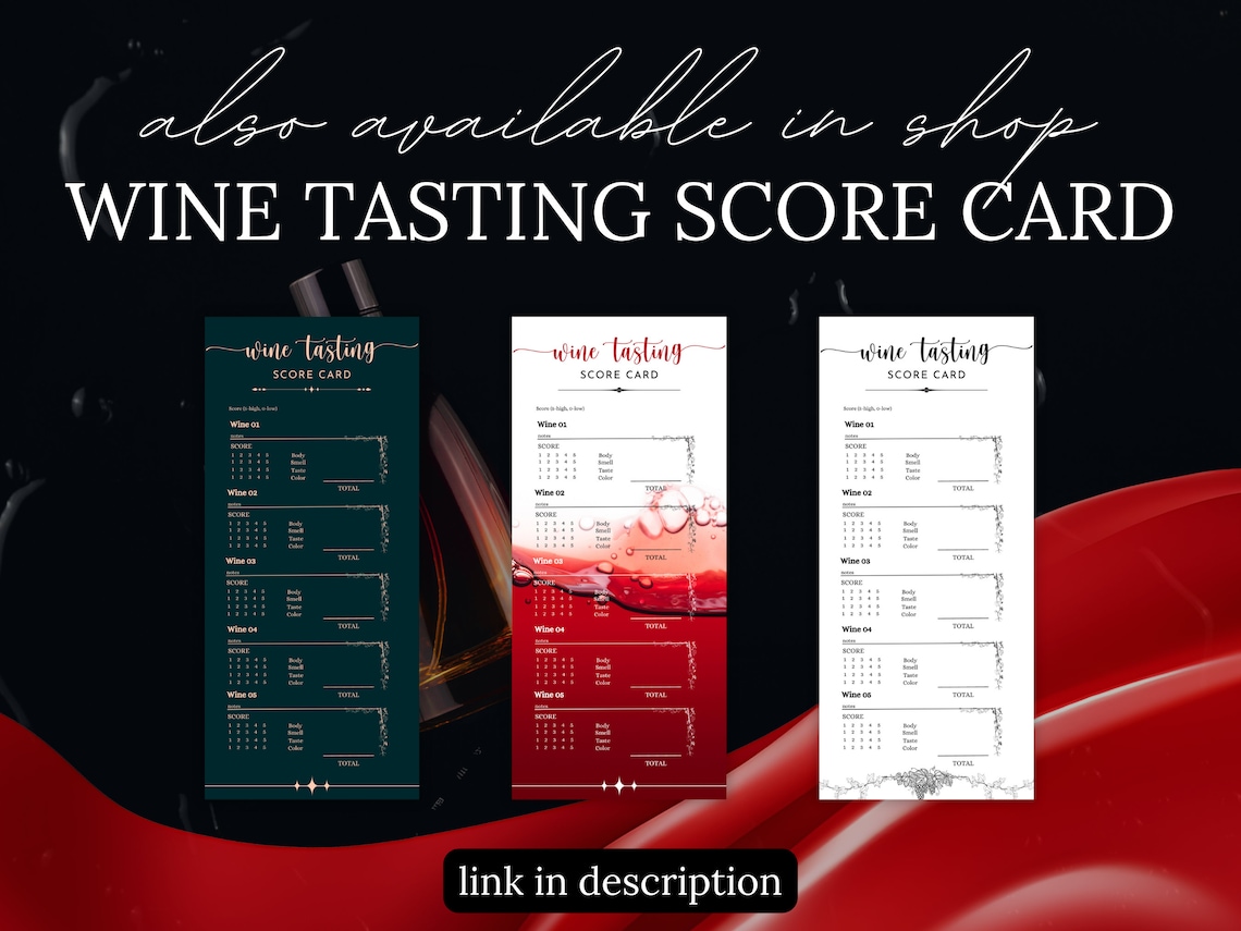 Printable Wine Tasting Kit, Wine Tasting Score Sheet, Wine Tasting Coaster, Wine Party Essential ...