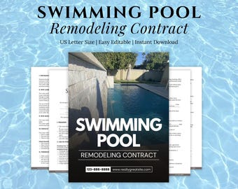 Editable Swimming Pool Remodeling Contract Template (Canva, US Letter)