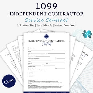1099 Independent Contractor Contract, Subcontractor Agreement, Non Disclosure Agreement, Editable Freelance Service Contract, scope of work