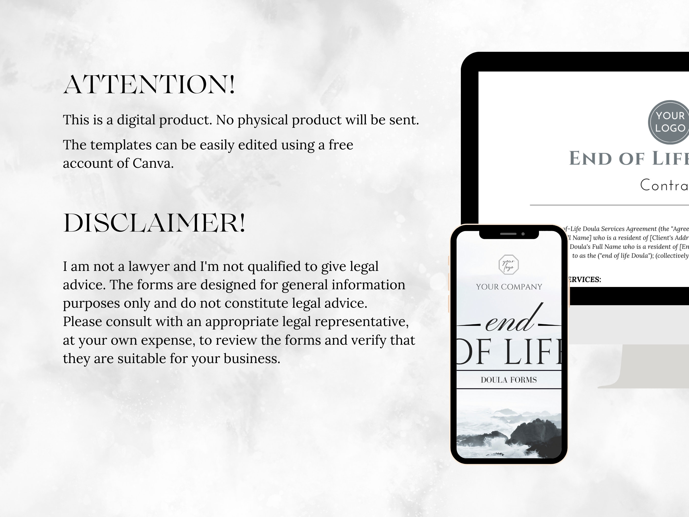 Editable End Of Life Doula Contract Forms Doula Business Bundle Death Editable end of life doula contract forms doula business bundle death