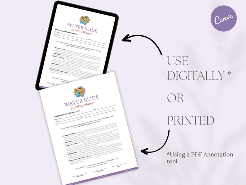 Inflatable Water Slide Liability Waiver, Waterslide Consent Form