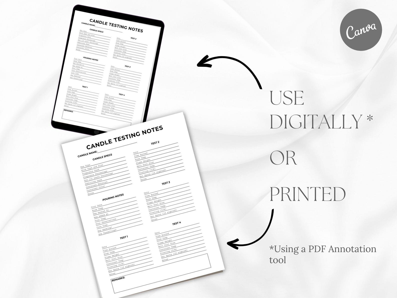 Candle Testing Notes Sheet Template: Customizable Canva (digital ...