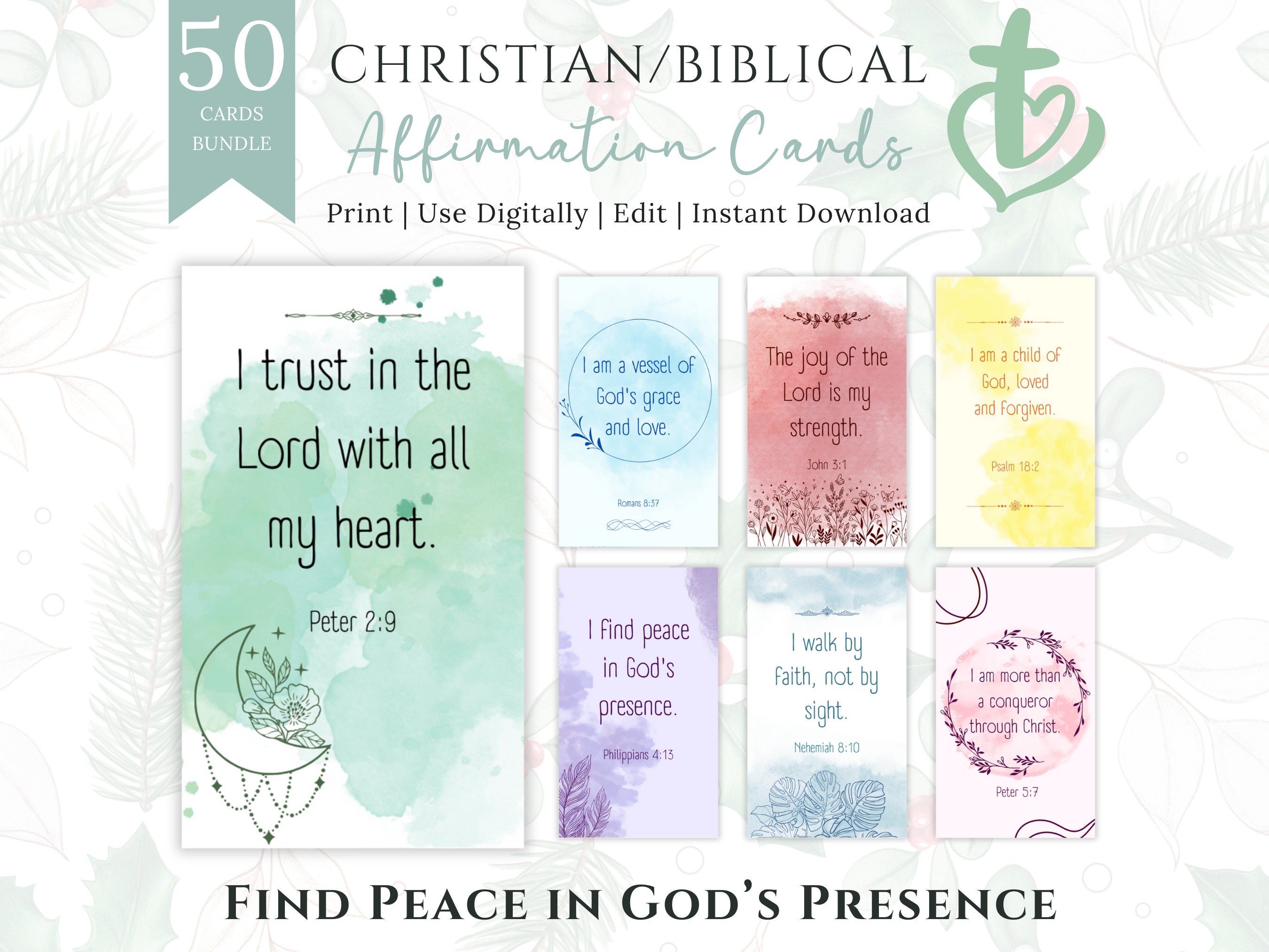Printable Bible Affirmation Cards Affirmations for - Etsy