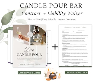 Candle Pour Bar Contract Template: Event Waiver (Editable, Digital Download)