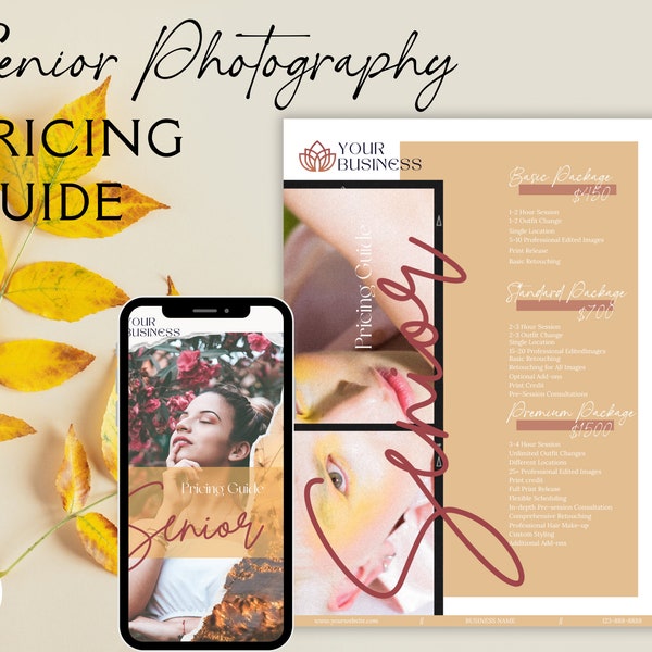 Photography Pricing Guide for senior grads, Photography Price List, School Graduation photography, School photography, Photographer forms