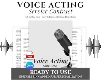 Voice Acting Contract Template: Customizable Voiceover Agreement (Canva PDF Download)